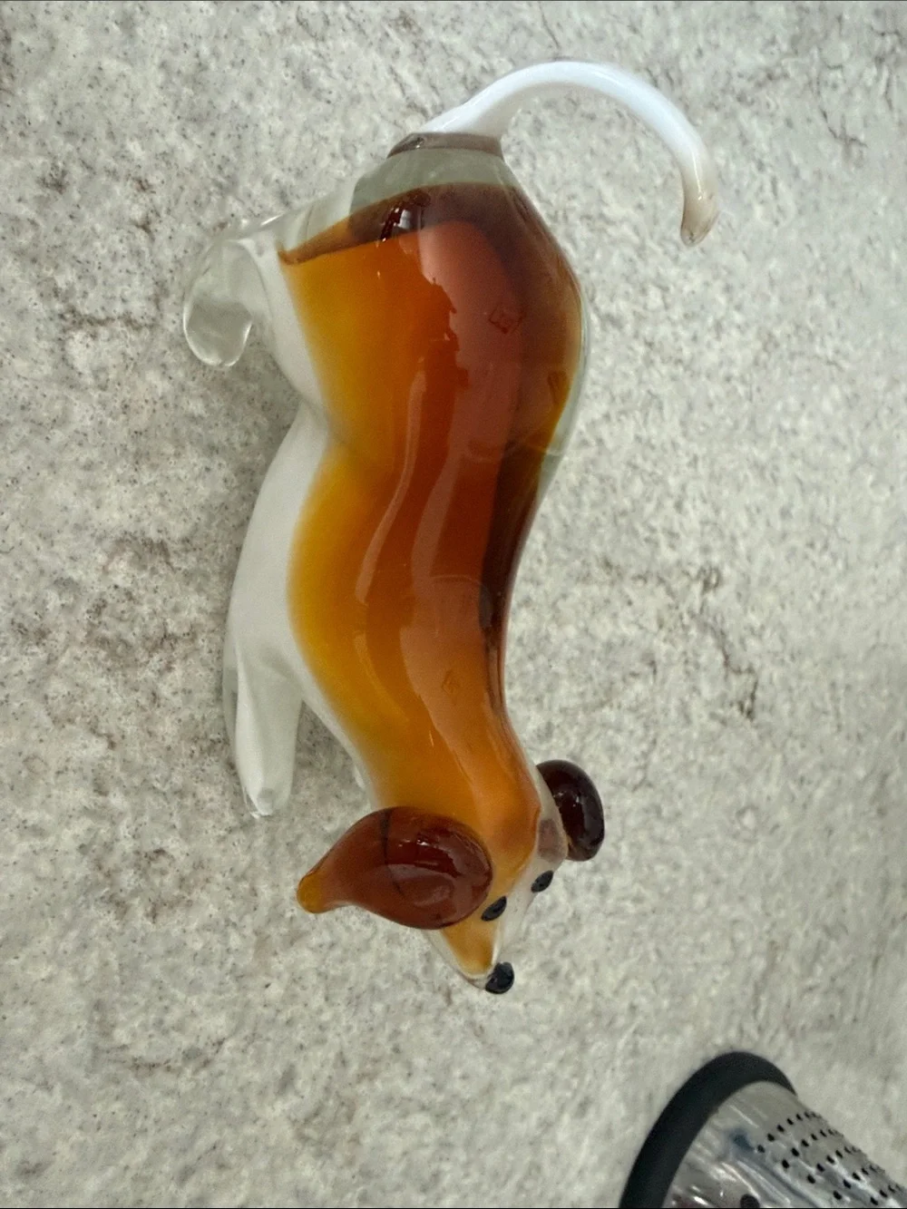 Brown Glass Dachshund Dog Figurine - Decorative Pet Accent